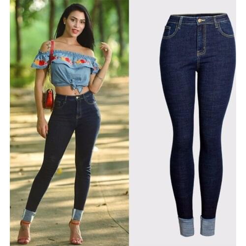 Women High Waist Summer Pencil Skinny Jeans Female Sexy Hot Casual Cowboy Denim Pants Ladies Elastic Strech Blue Jean Trousers