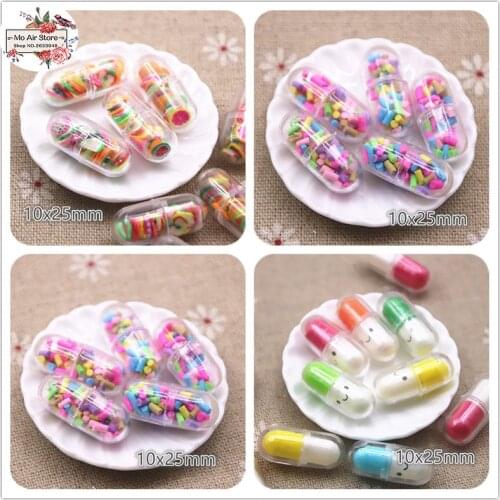 10pc Cute Capsule Pills Drop Female Creative Personality Make Funny DIY Phone Back & Earrings Jewelry Gift