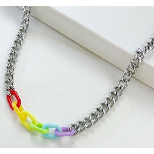 2021 LGBT Fashion And Simple Style Stainless Steel Acrylic Material Rainbow And Personalized Bracelet Suitable For Couples