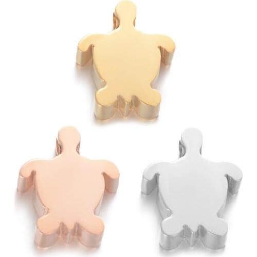 5pcs/lot Gold & Rose Gold Beads 316L Mirror Polish Cute Turtle Bead 1.8mm Hole DIY Jewelry Accessories 7*8mm
