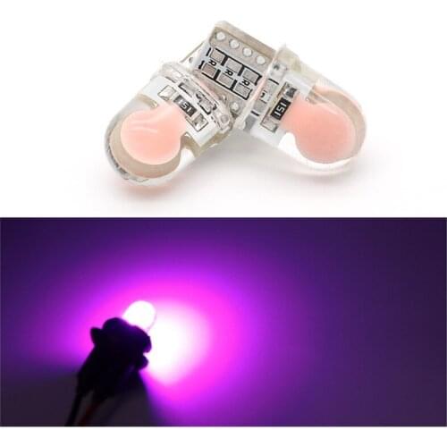 50Pcs Auto T10 Purple LED W5W 194 168 COB Silica Car Super Bright Turn Side License Plate Light Lamp Bulb DC 12V