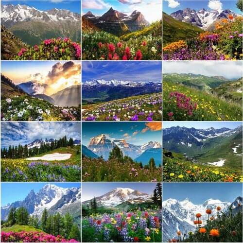 AZQSD Diamond Mosaic Mountain Cross Stitch Kits Needlework 5D Diamond Painting New Arrivals Landscape Home Decoration