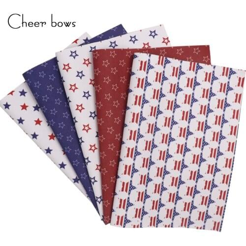 Cheer bows 22*30cm Cartoon Star Printed Synthetic Leather Artificial Faux Leatheratte Fabric Home Textile DIY Hair Bows Material