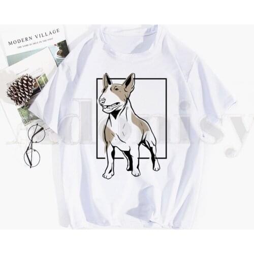 Pit Bull Terrier With Tattoos Hipster Painting Tshirt Hip Hop Girl Top Tees Harajuku Tshirts Men Fashion Summer T-shirts