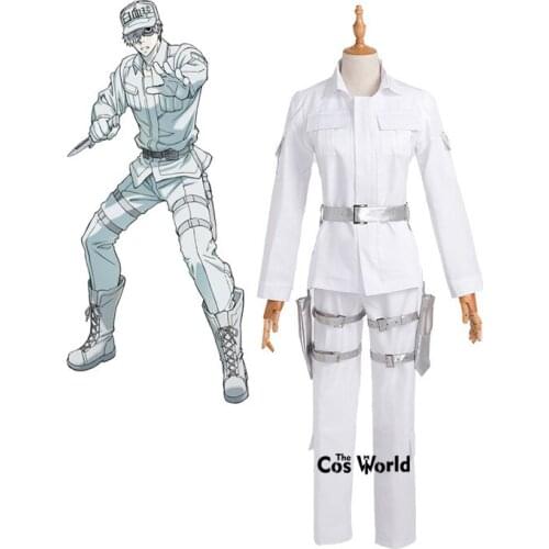 Hataraku Saibo White Blood Cell U-1146 Coats Pants Uniform Outfit Anime Cosplay Costumes