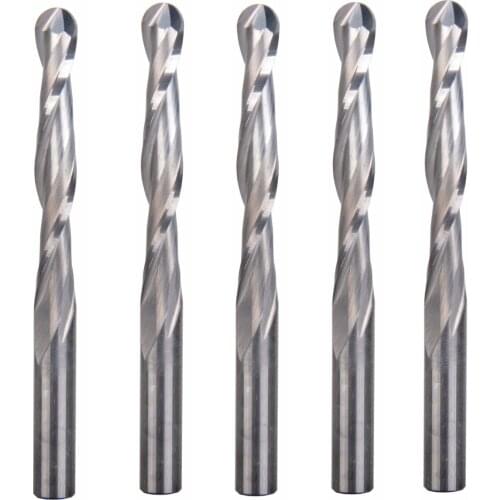 5Pcs 6*42mm Two Flutes High Quality Carbide Ball Nose End Mills Bit Cutting Tool CNC Router Long Longer Bits for Engraving Tools