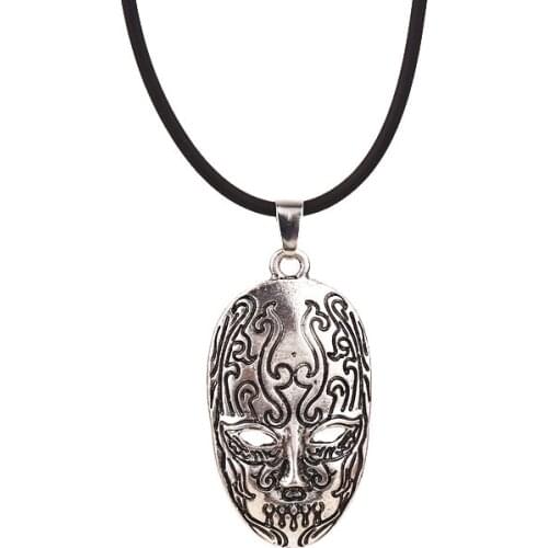 Movie Death Eater Mask Necklace Vintage Rope Leather Necklace Wholesale 50pcs/lot