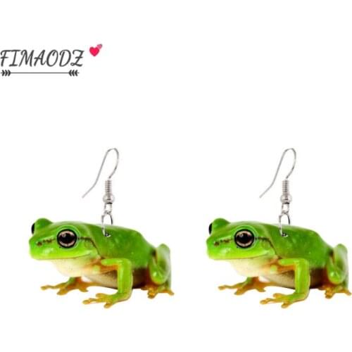 FIMAODZ Cute Frog Earrings Dangle Funny Cartoon Green Frog Chair Earrings for Women Lady