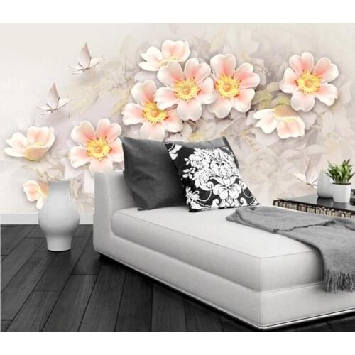 Papel de parede Flower butterfly pastoral 3d stereo wallpaper mural,living room tv wall bedroom kitchen wall papers home decor