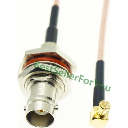 New BNC female jack bulkhead to MCX Male Plug Right Angle RF Coaxial jumper pigtail Cable RG316