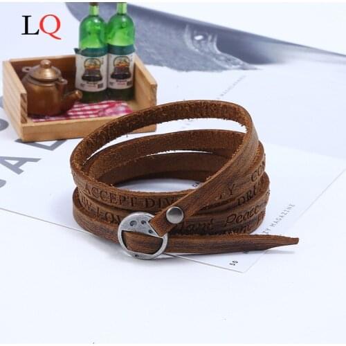 Charm Men Leather Bracelet PU Braided Black Brown Bracelet for Men and Women Jewelry Multilayer Adjustable Bracelets boho Style