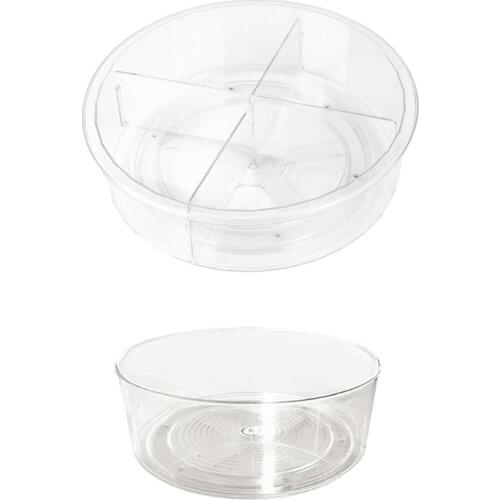9/12 Inch Round Clear 360 Rotation Cabinet Organizer with Dividers Turntable Plastic Food Storage Container Spice Rack
