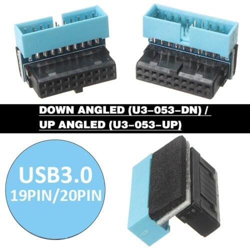POHIKS 1pc 5Gbps Super-Speed USB 3.0 Adapter Angled 90 Degree 20 pin Male to Female Extension Adapters For Computer Motherboard