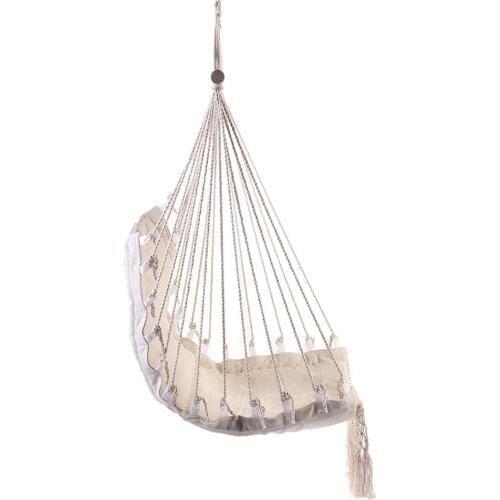 Portable Hammock Hanging Bed Cotton Rope Tassel Canvas Hammocks Swing Chair Garden Hanging Chair Seat