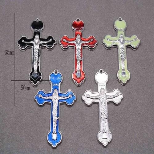 Orthodox Jesus metal cross jewel medal. Jesus colored Orthodox Jesus cross