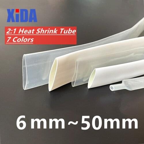 1 Meter 2:1 8MM 10MM 12MM 14MM 16MM 18MM 20MM 40MM Transparent Clear Heat Shrink Tube Shrinkable Tubing Sleeving Wrap Wire kits