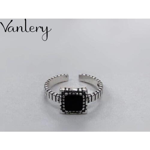 Luxury Brand Black Square Rings For Women Wedding Statement Jewelry Valentines Gifts Lover Finger Ring