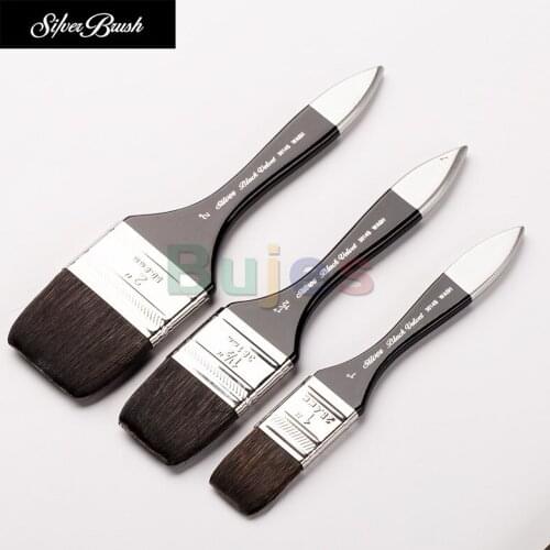 Silver Brush Limited 3014S1in Wide Wash Blender Brush for Watercolor, Size 1 Inch, Short Handle,scrubbing Brush, US(Origin)