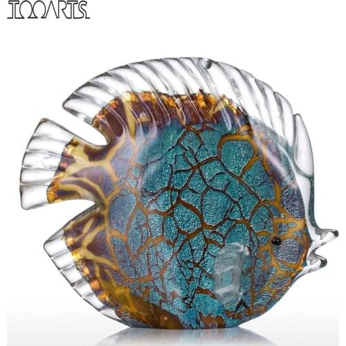 Tooarts Colorful Spotted Tropical Fish Tooarts Glass Sculpture Home Decoration Glass Fish Figurine Mediterranean Favor Craft Art