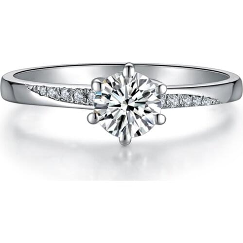 0.6Ct 5.5mm Round Cut D Moissanite Marriage Ring Solid Platinum 950 Ring for Her Womens Diamond Ring