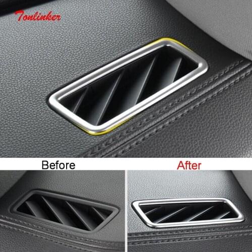 Tonlinker Interior Dashboard Outlet Cover Stickers for Volkswagen TERAMONT 2017-20 Car styling 2 pcs ABS/Metal Cover Stickers