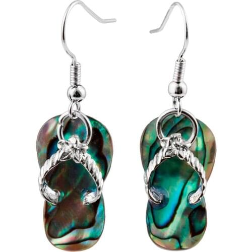 TUMBEELLUWA Abalone Shell Slippers Flip Flops Dangle Earrings for Women Girl