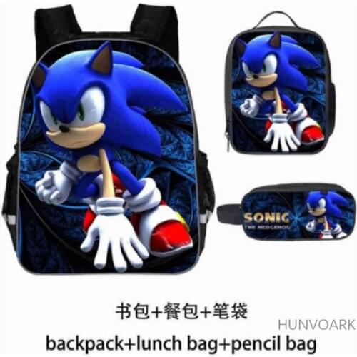 High Quality SONIC RACING Shadow Rucksack Students School Bags Surprise Gift School Backpack (3pcs / Backpack+pencil Case)