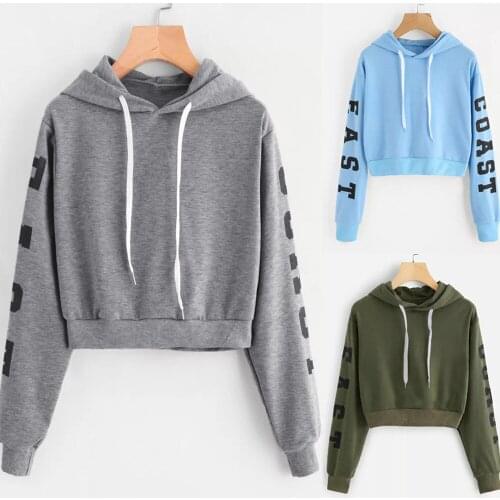 XS-XL Womens Autumn Long Sleeve Hoodie Short Sweatshirt Letters Casual Trendy Cool Drawstring Streetwear Pullover Hoodies худи
