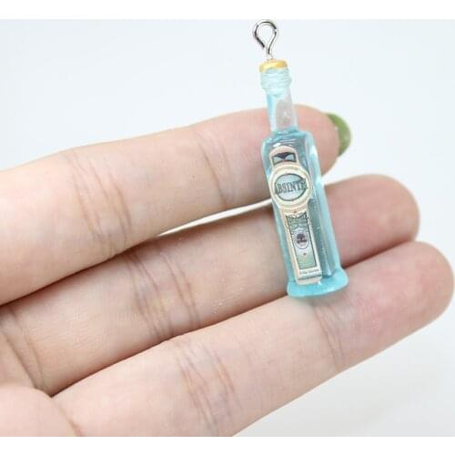 Yamily 10Pcs/Resin 3D Alcohol Drink Bottle Beer DIY Making Pendant Charms Jewelry For Keychain Earrings Phone Charm