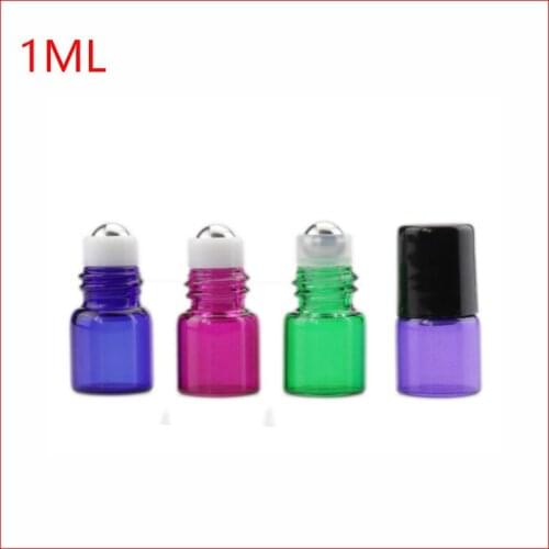 1ml glass Refillable Mini Roll On Empty Fragrance Perfume Essential Oil Bottles With Metal Ball Roller Cosmetic Container