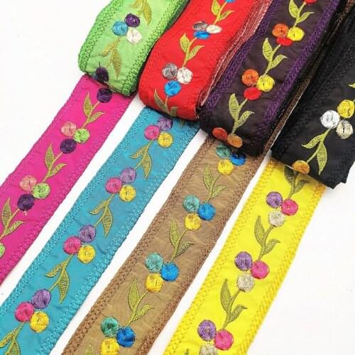 1 Yards 4.5cm Embroidered Ethnic Ribbon DIY Stage Performances Craft Sewing Decor Clothing Accessories