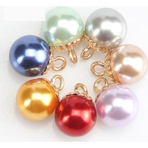 10pc10mm Round Pearl Shank Buttons Fur Sweater Button Wedding Decoration Buttons Diy Hair Accessory Decorative Pendant Buttons