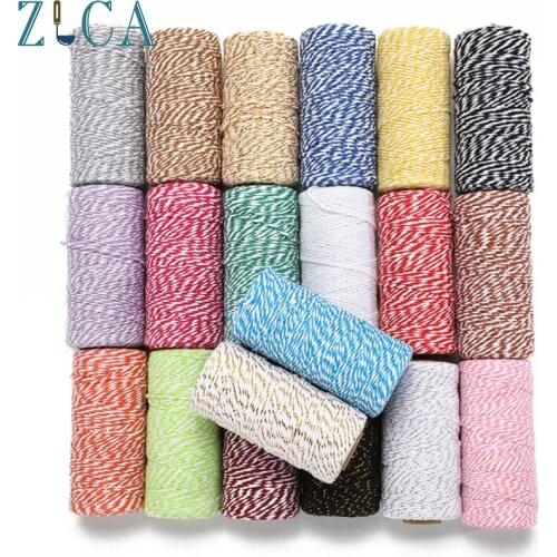 2mm Rope Twisted-Cord 100% Cotton Rope Colorful Twine Macrame Cord String Thread for Party Wedding Decoration Accessory DIY Cord