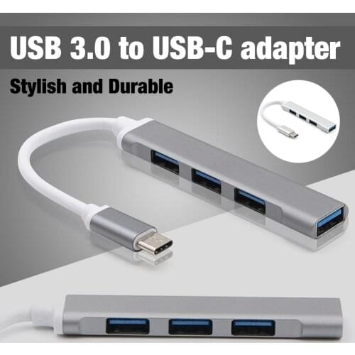 2021 New 4In1 Mini USB 3.0 Hub 4 Ports Type-C Multi Splitter Adapter Aluminum Alloy Plug and Play Fits For Phone Laptop PC