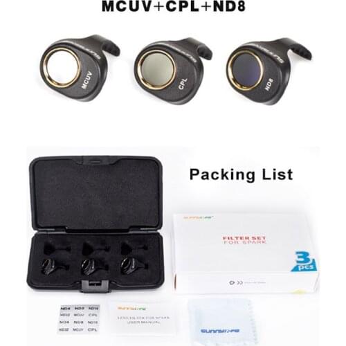 3Pcs ND8 + CPL Circular Polarizer + MCUV UV Camera Lens Filter Kit for DJI SPARK (Won't Affect Gimbal Calibration)