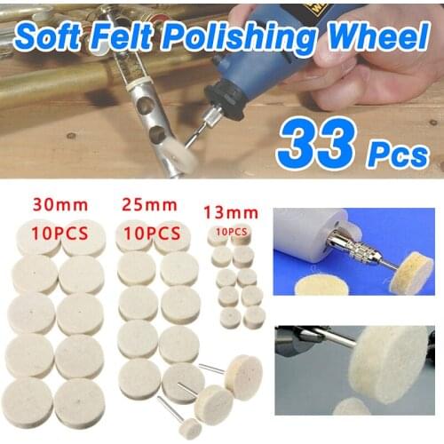 33Pcs/Set Wool Polishing Buffing Pad Set Grinding Polishing Pad Wool Felt Wheel For Dremel Rotary Tool Dremel Accessories