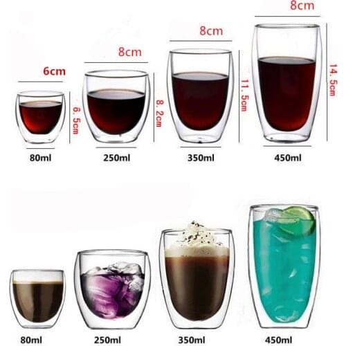 350ML Heat-resistant Double Wall Glass Tea Cup Coffee Cup Mugs Transparent Insulation Beer Glasses Cups Beer Mug Cup Drinkware