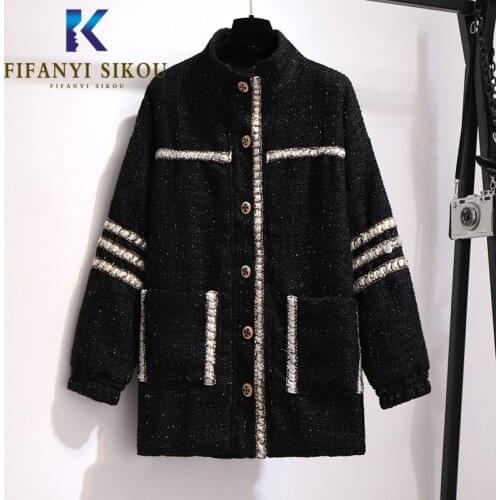 6XL Oversized Wool blend Winter Coat Women Loose Plus Size Fashion Warm Overcoat Lady Stand collar Thick Woolen coat 2020 New