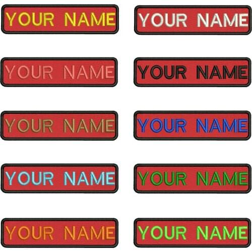 Red background 10X2.5cm Embroidery Custom Name Text Patch Stripes badge Iron On Or Velcro Backing Patches For Clothes Backpack