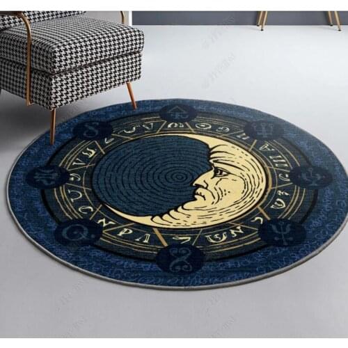 Blue Retro round Cloakroom Carpet Tide Brand Large Living Room Floor Mat Room Riyueshen Pattern Abstract Art Mat rug