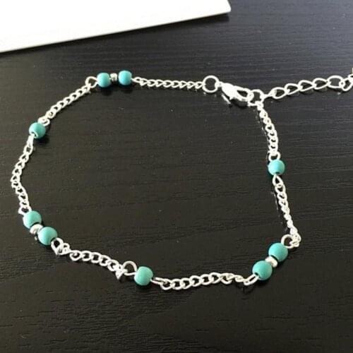 Imitation Turquoise Bead Anklets for Women Ankle Bracelet on the Leg chain Foot Bracelets for Girls Beach Jewelry Accessories