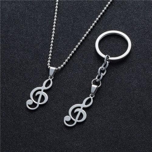 Delicate Personalized Stainless Steel Pendant with Music Notations New Fashion One piece keychain for women and man Accesories