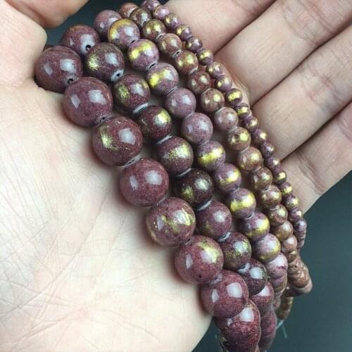 Wine Red Lapis Lazuli Jades Beads Natural Loose Stone Beads For DIY Jewelry Making Bracelet Accessories 15'' Strands 4 6 8 10mm