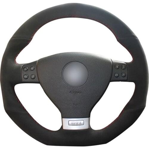 Black Suede DIY Hand-stitched Car Steering Wheel Cover for Volkswagen Golf 5 Mk5 GTI VW Golf 5 R32 Passat R GT 2005