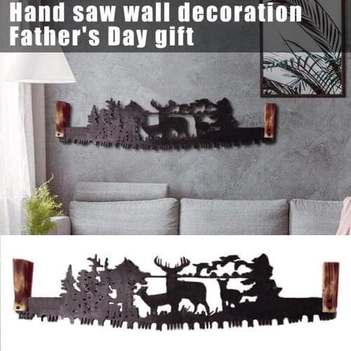 Wildlife Scene Cross Cut Saw Wall Decor Vintage Hand Saw Blade Metal Art Tree Wall Ornaments for Living Room Home Decor