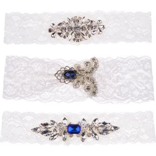 Elegant Crystal Diamante Wedding Bride Lace Garter Hen Stag Night Bachelorette Party Fancy Dress Gift