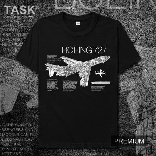 USA B727 Civil airliner America Air Plance 100% cotton printed short-sleeved t-shirt mens streetwear fashion shirt summer tops