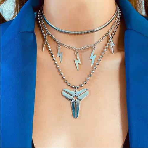 HaHaGirl Fashion Lightning Pendant Necklace For Women Silver Color Chain Pendant Necklace Classic Statement Jewelry Party Gifts