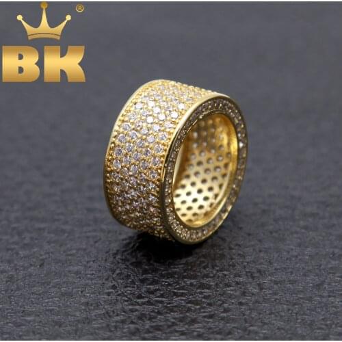 12mm Luxury Crystal Cubic Zirconia Finger Rings For Men And Women Gold&Silver 8-11 Engagement Ring Fashion Jewelry Design