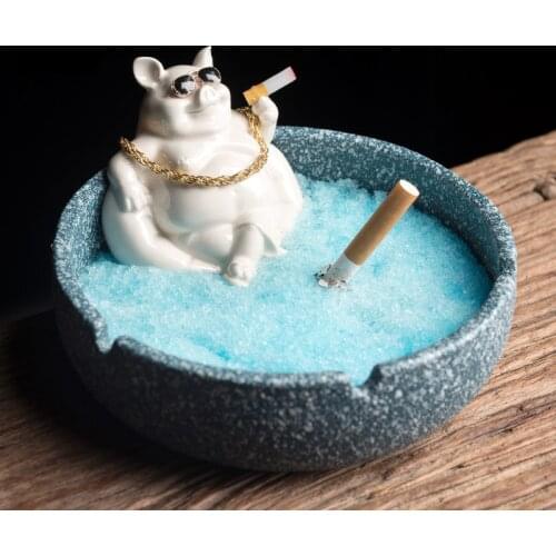 Creative Ceramic Ashtray Cartoon Pig Anti Fly Ash Car Home Living Room Large Capacity Ceramic Ashtray Home Gift for Boyfriend